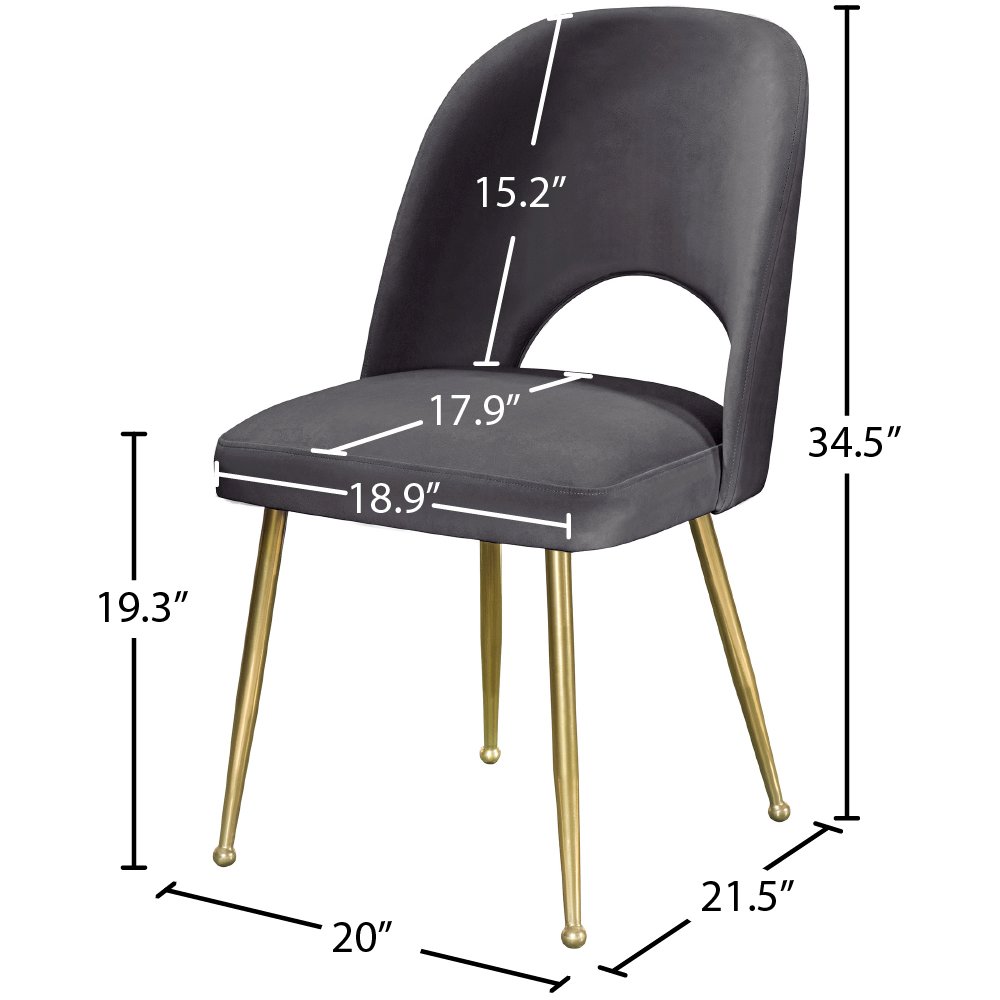 Logan Grey Velvet Dining Chair, Set of 2