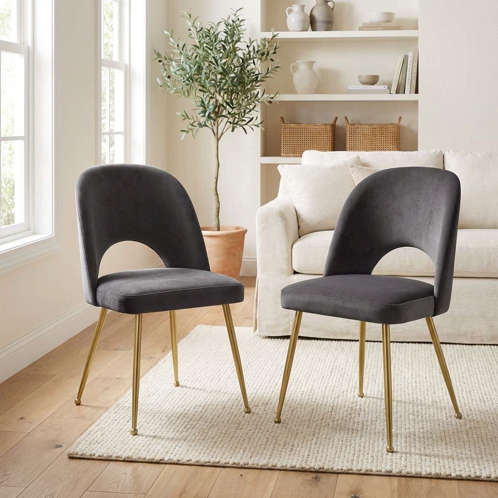 Gold Velvet Dining Chair Set of 2 with Contemporary Design