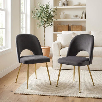 Gold Velvet Dining Chair Set of 2 with Contemporary Design