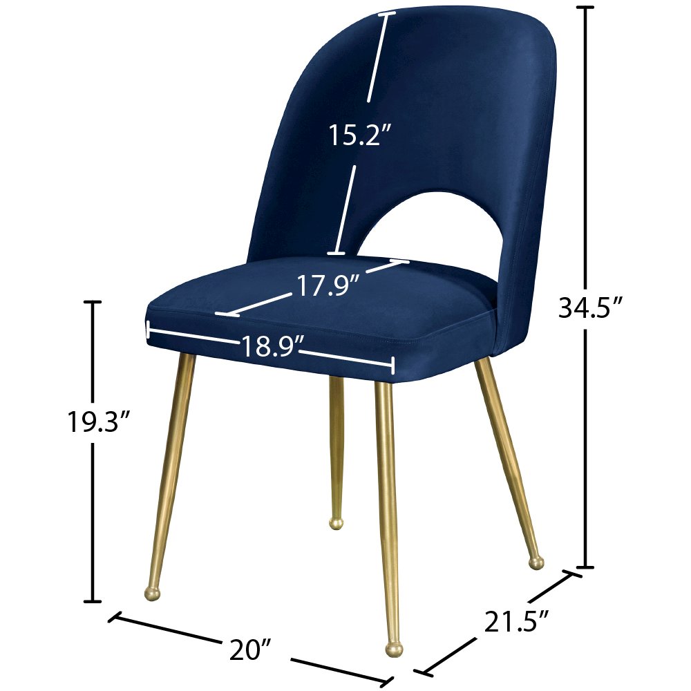 Logan Navy Velvet Dining Chair, Set of 2
