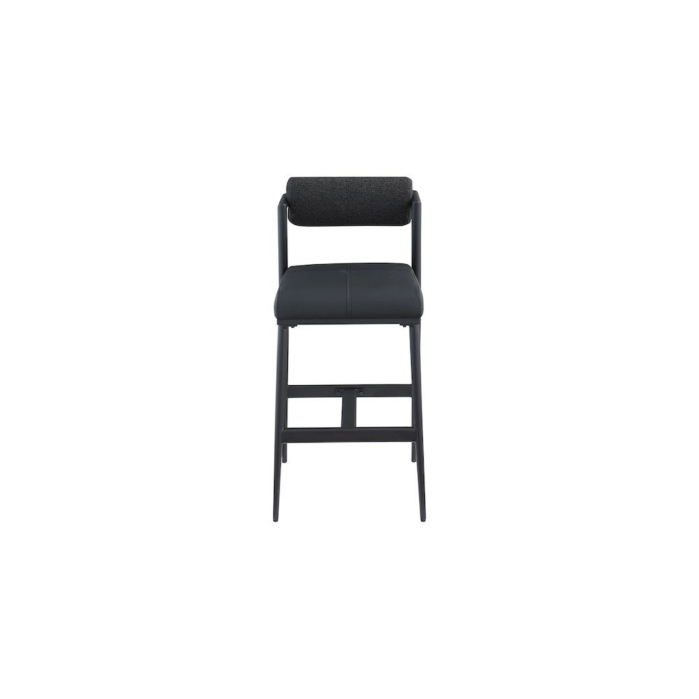 Stryker Black Boucle Fabric and Vegan Leather Stool, Set of 2