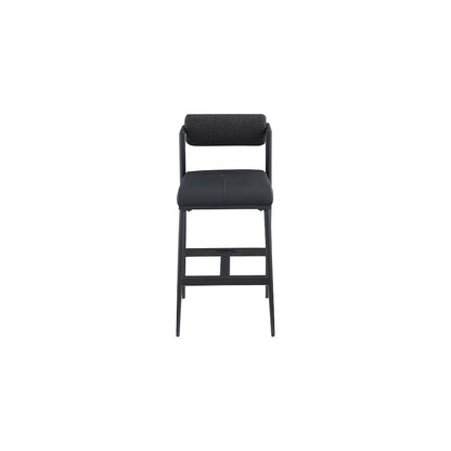 Stryker Black Boucle Fabric and Vegan Leather Stool, Set of 2