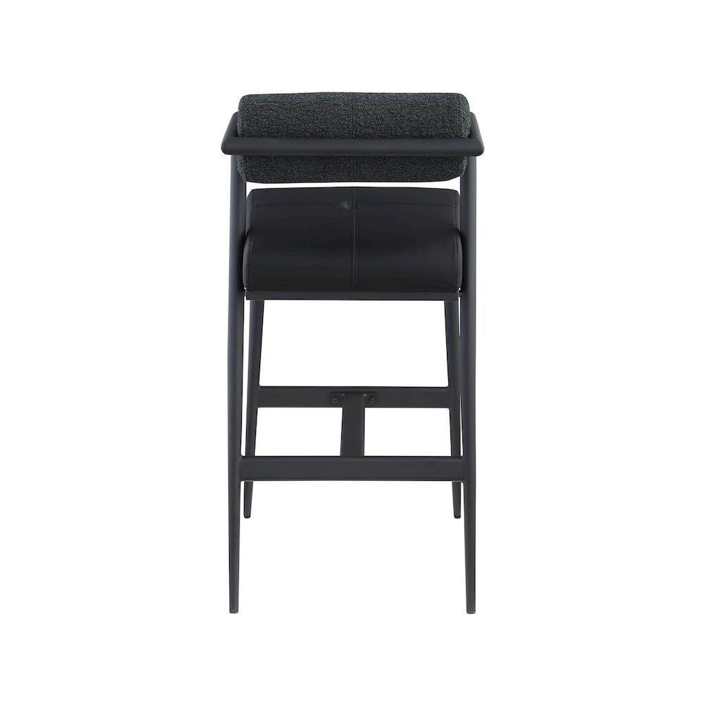 Stryker Black Boucle Fabric and Vegan Leather Stool, Set of 2