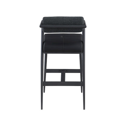 Stryker Black Boucle Fabric and Vegan Leather Stool, Set of 2