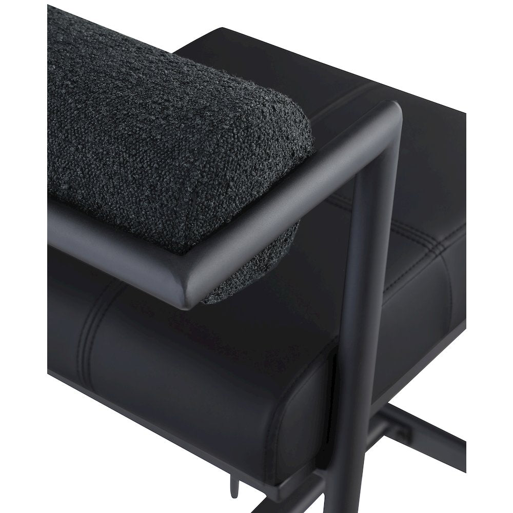 Stryker Black Boucle Fabric and Vegan Leather Stool, Set of 2