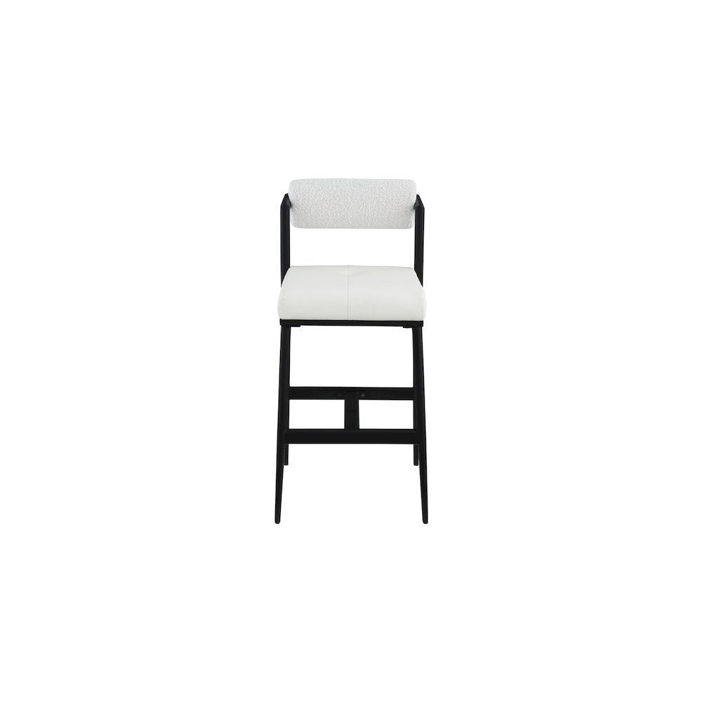 Stryker Cream Boucle Fabric and Vegan Leather Stool, Set of 2