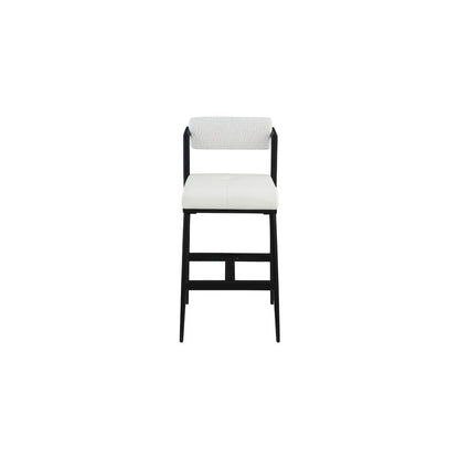 Stryker Cream Boucle Fabric and Vegan Leather Stool, Set of 2