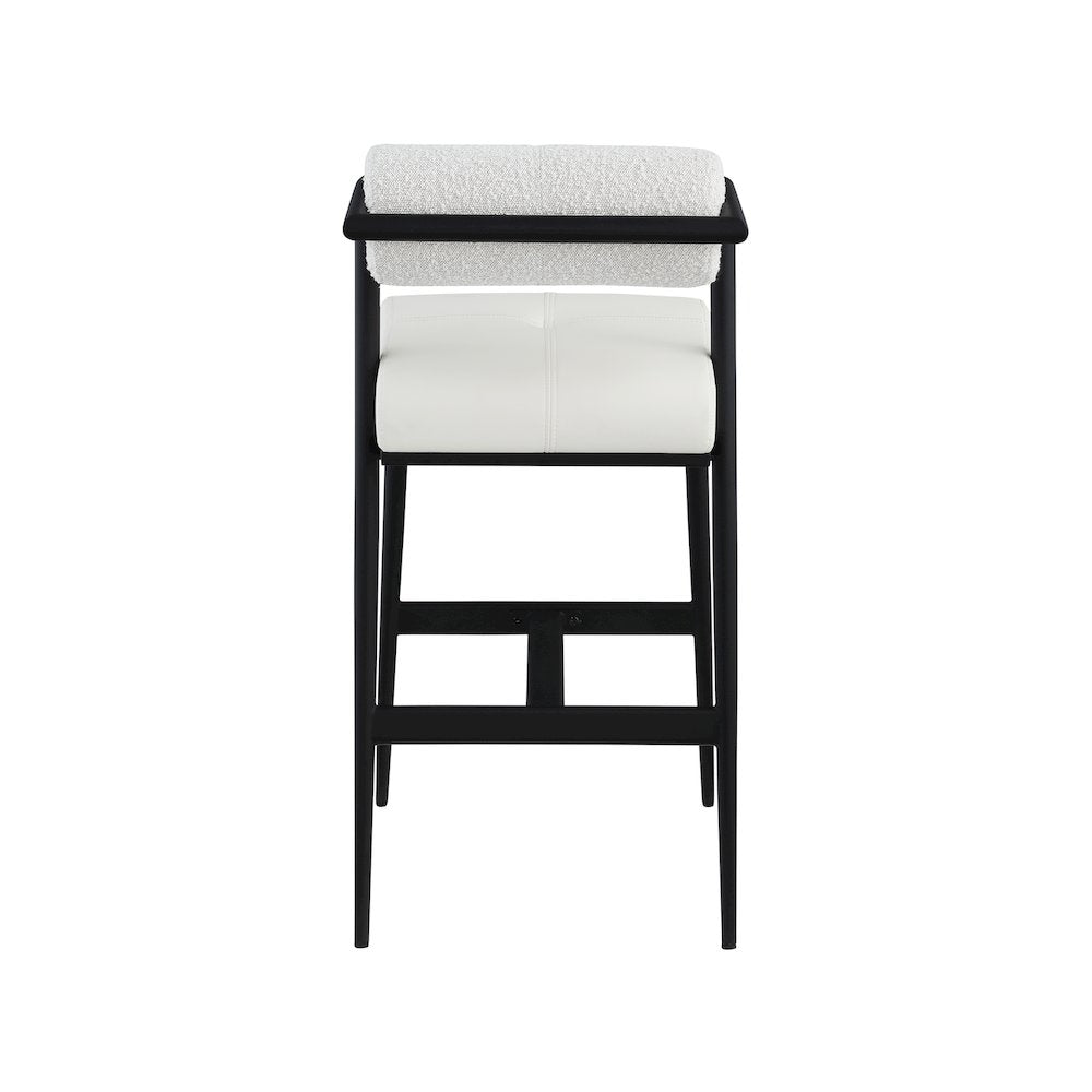Stryker Cream Boucle Fabric and Vegan Leather Stool, Set of 2