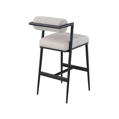 Stryker Taupe Boucle Fabric and Vegan Leather Stool, Set of 2