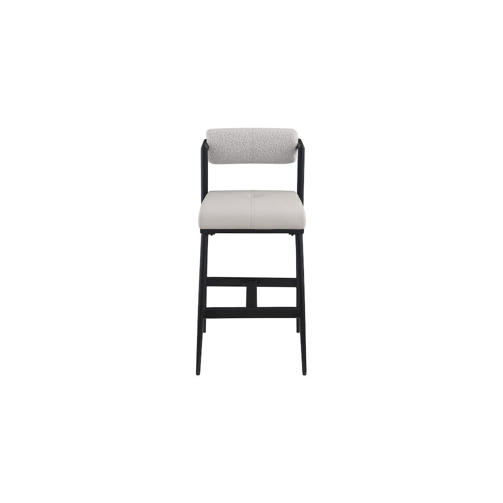 Stryker Taupe Boucle Fabric and Vegan Leather Stool, Set of 2