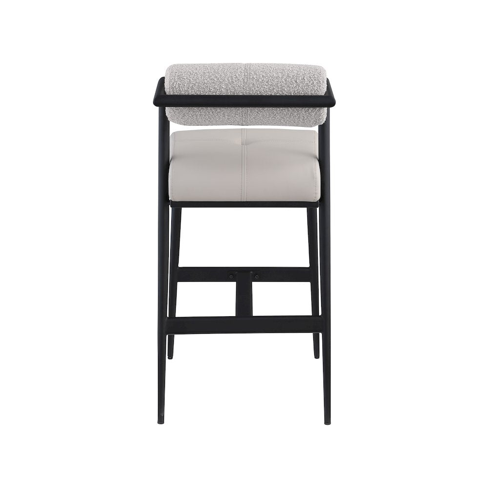 Stryker Taupe Boucle Fabric and Vegan Leather Stool, Set of 2