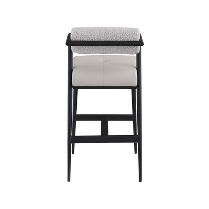 Stryker Taupe Boucle Fabric and Vegan Leather Stool, Set of 2