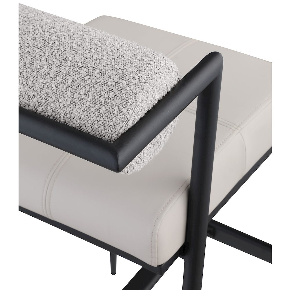 Stryker Taupe Boucle Fabric and Vegan Leather Stool, Set of 2