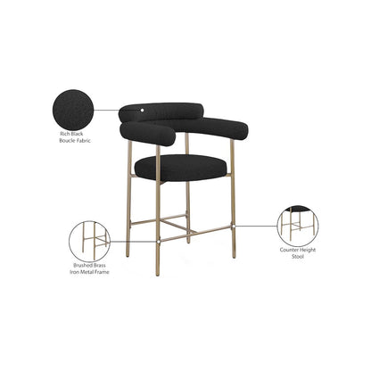 Blake Black Boucle Fabric Counter Stool, Set of 2