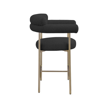 Blake Black Boucle Fabric Counter Stool, Set of 2