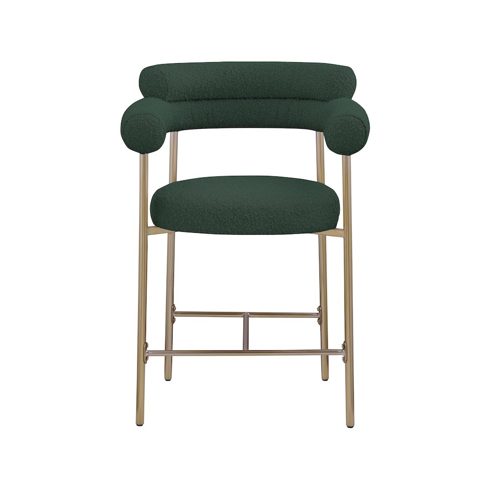 Blake Green Boucle Fabric Counter Stool, Set of 2