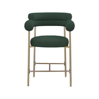 Blake Green Boucle Fabric Counter Stool, Set of 2