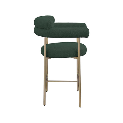 Blake Green Boucle Fabric Counter Stool, Set of 2