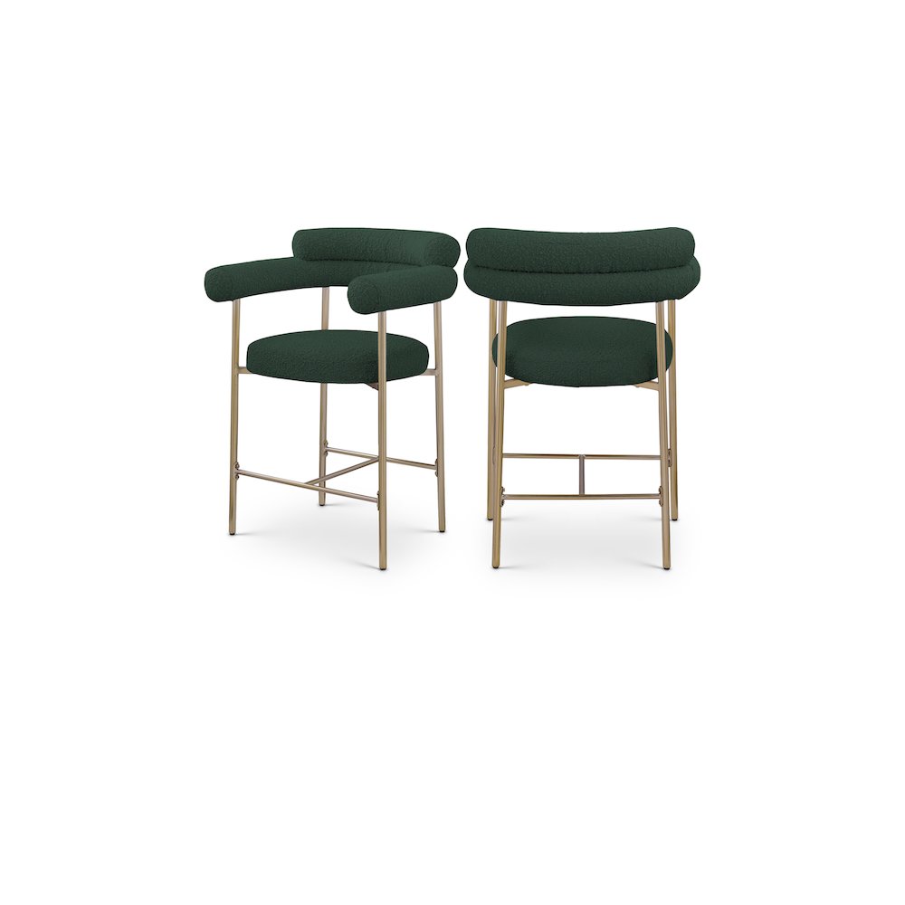 Blake Green Boucle Fabric Counter Stool, Set of 2