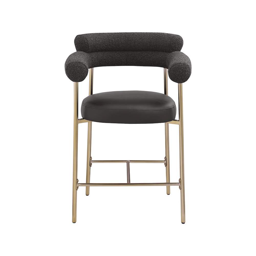 Blake Black Boucle Fabric / Vegan Leather Counter Stool, Set of 2