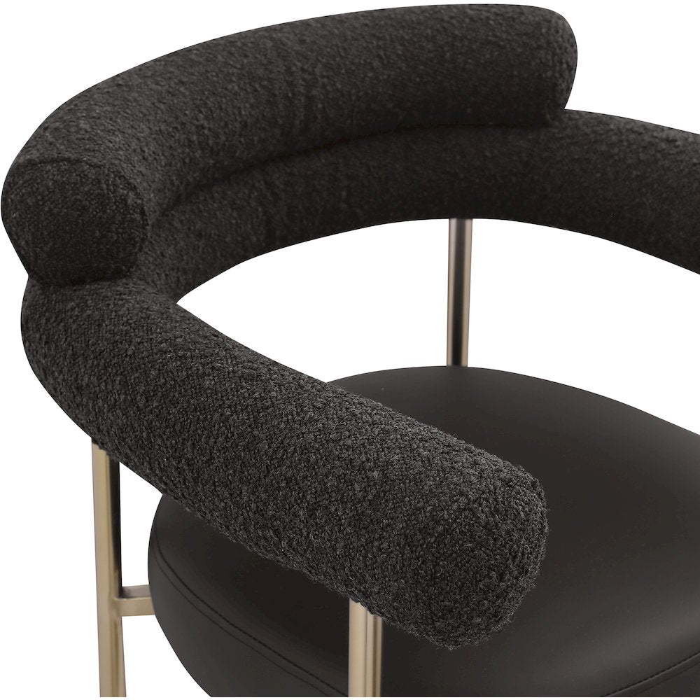 Blake Black Boucle Fabric / Vegan Leather Counter Stool, Set of 2