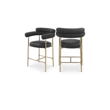 Blake Black Boucle Fabric / Vegan Leather Counter Stool, Set of 2