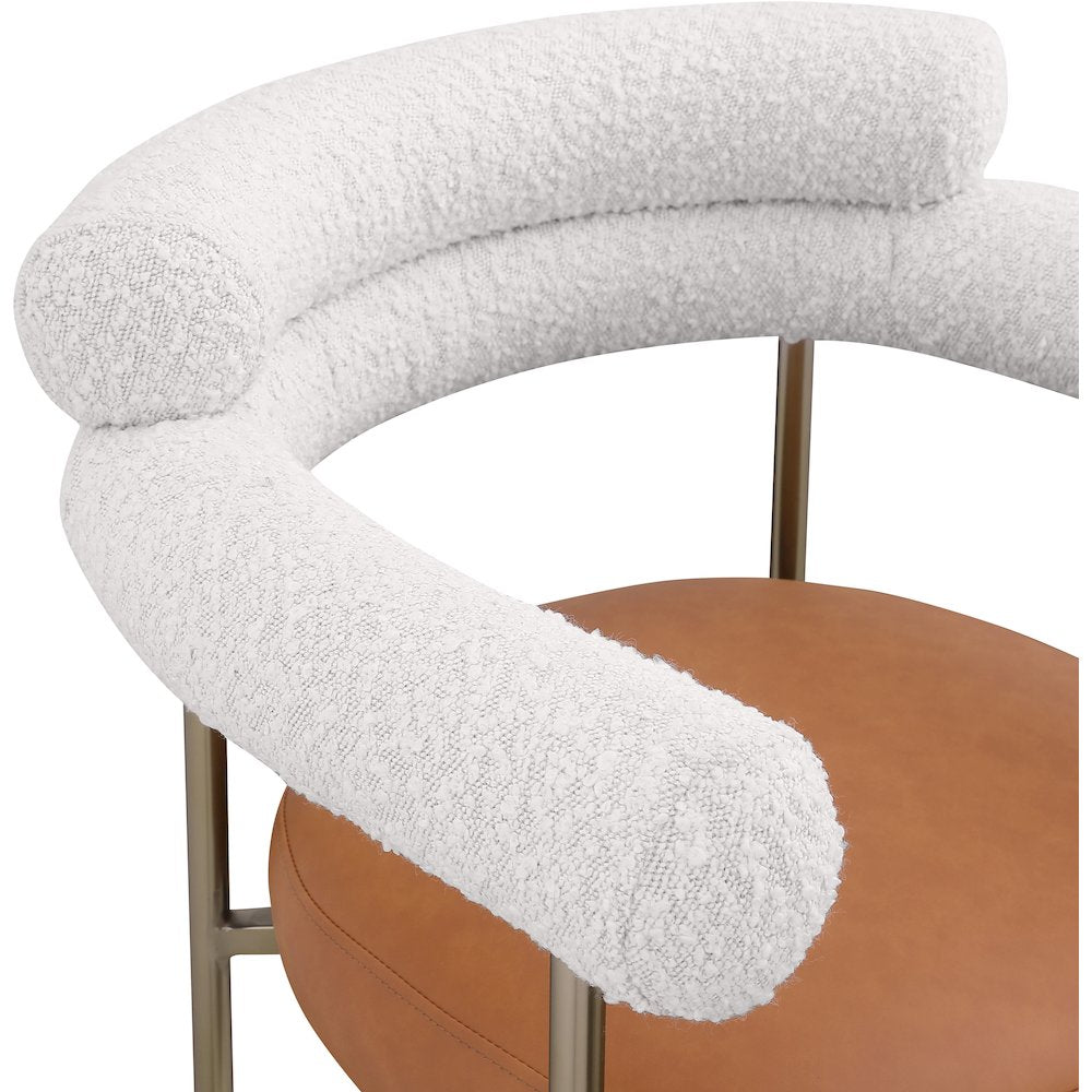 Blake Cognac Boucle Fabric / Vegan Leather Counter Stool, Set of 2