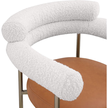 Blake Cognac Boucle Fabric / Vegan Leather Counter Stool, Set of 2