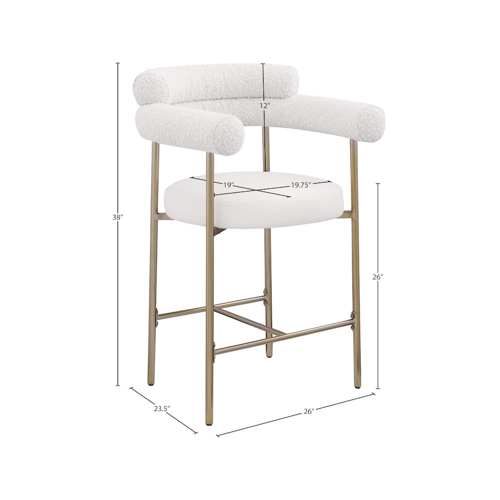 Blake Cream Boucle Fabric / Vegan Leather Counter Stool, Set of 2