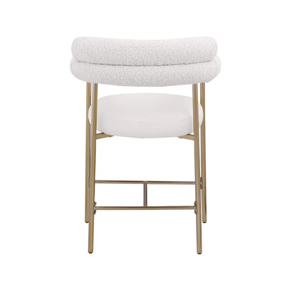 Blake Cream Boucle Fabric / Vegan Leather Counter Stool, Set of 2