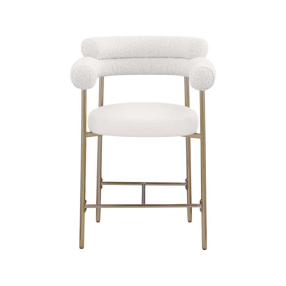 Blake Cream Boucle Fabric / Vegan Leather Counter Stool, Set of 2
