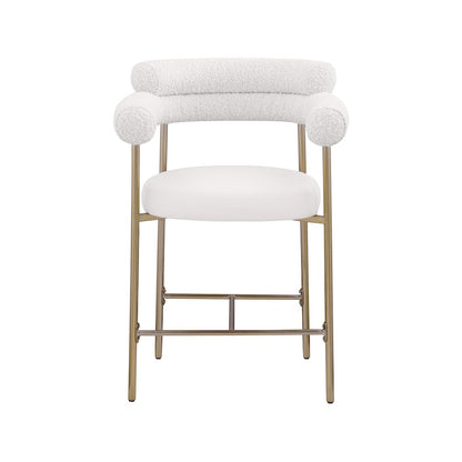 Blake Cream Boucle Fabric / Vegan Leather Counter Stool, Set of 2