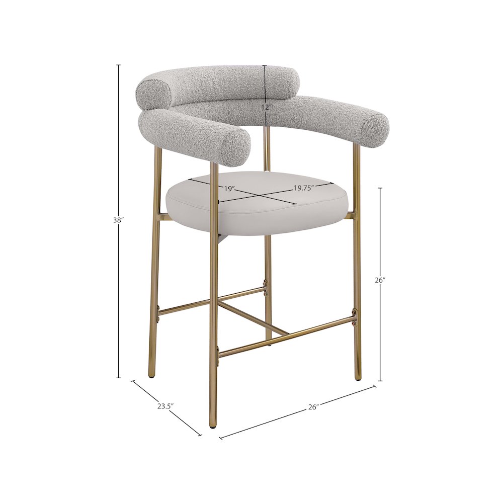 Blake Taupe Boucle Fabric / Vegan Leather Counter Stool, Set of 2