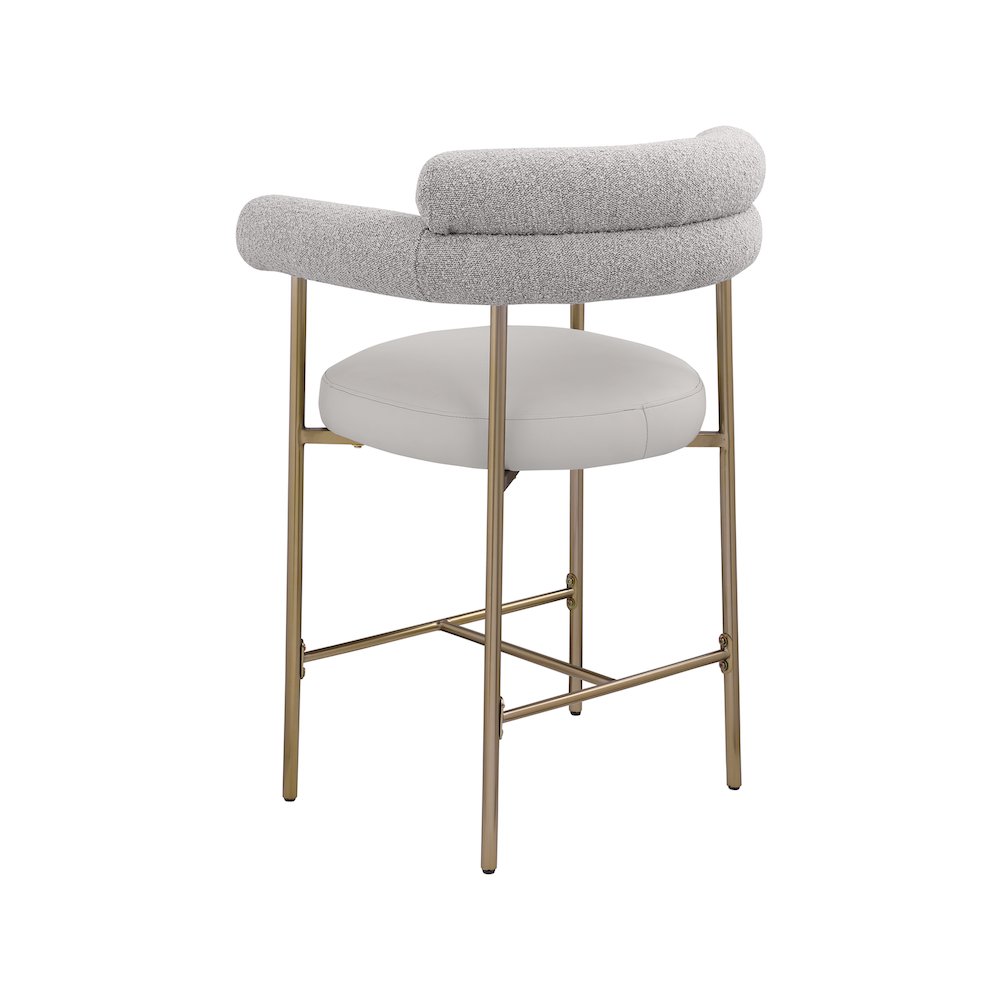 Blake Taupe Boucle Fabric / Vegan Leather Counter Stool, Set of 2