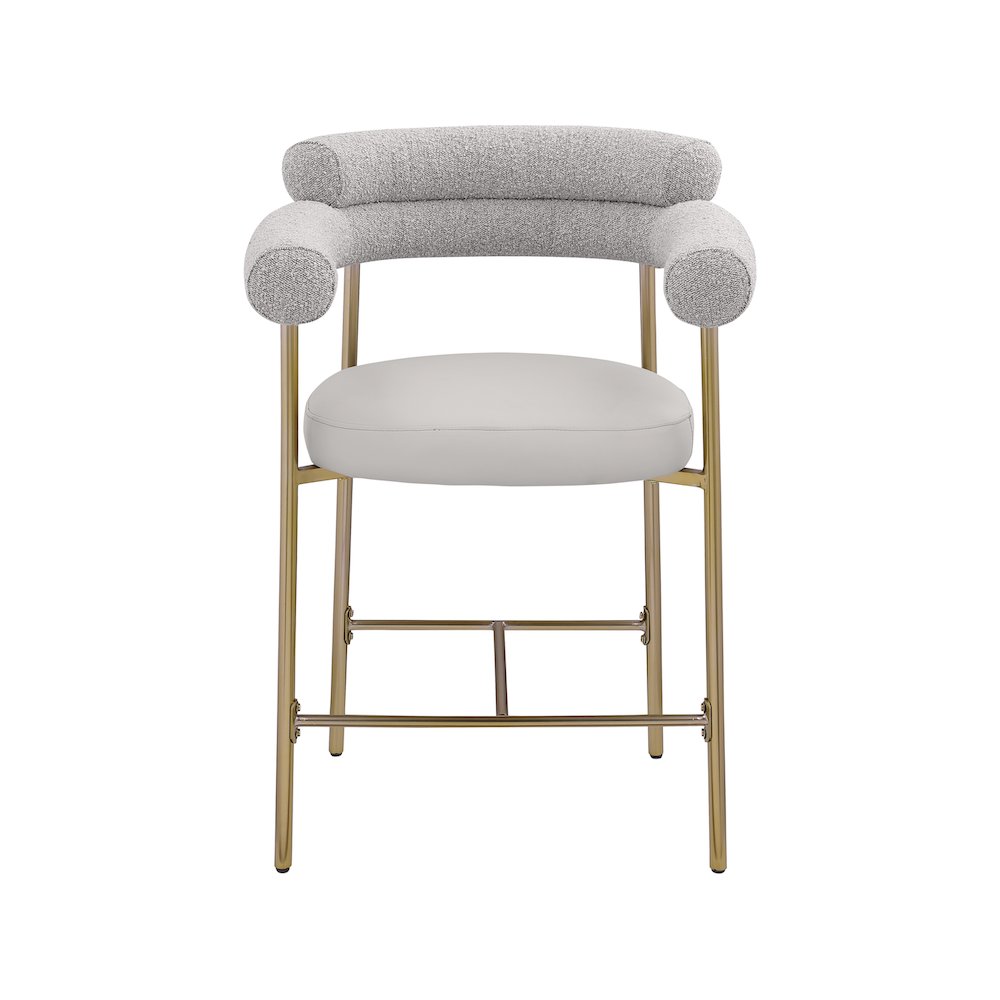 Blake Taupe Boucle Fabric / Vegan Leather Counter Stool, Set of 2