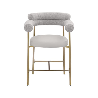 Blake Taupe Boucle Fabric / Vegan Leather Counter Stool, Set of 2