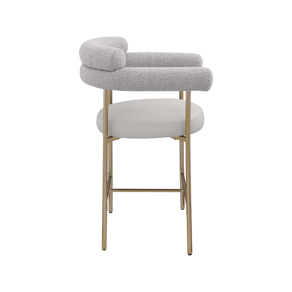 Blake Taupe Boucle Fabric / Vegan Leather Counter Stool, Set of 2