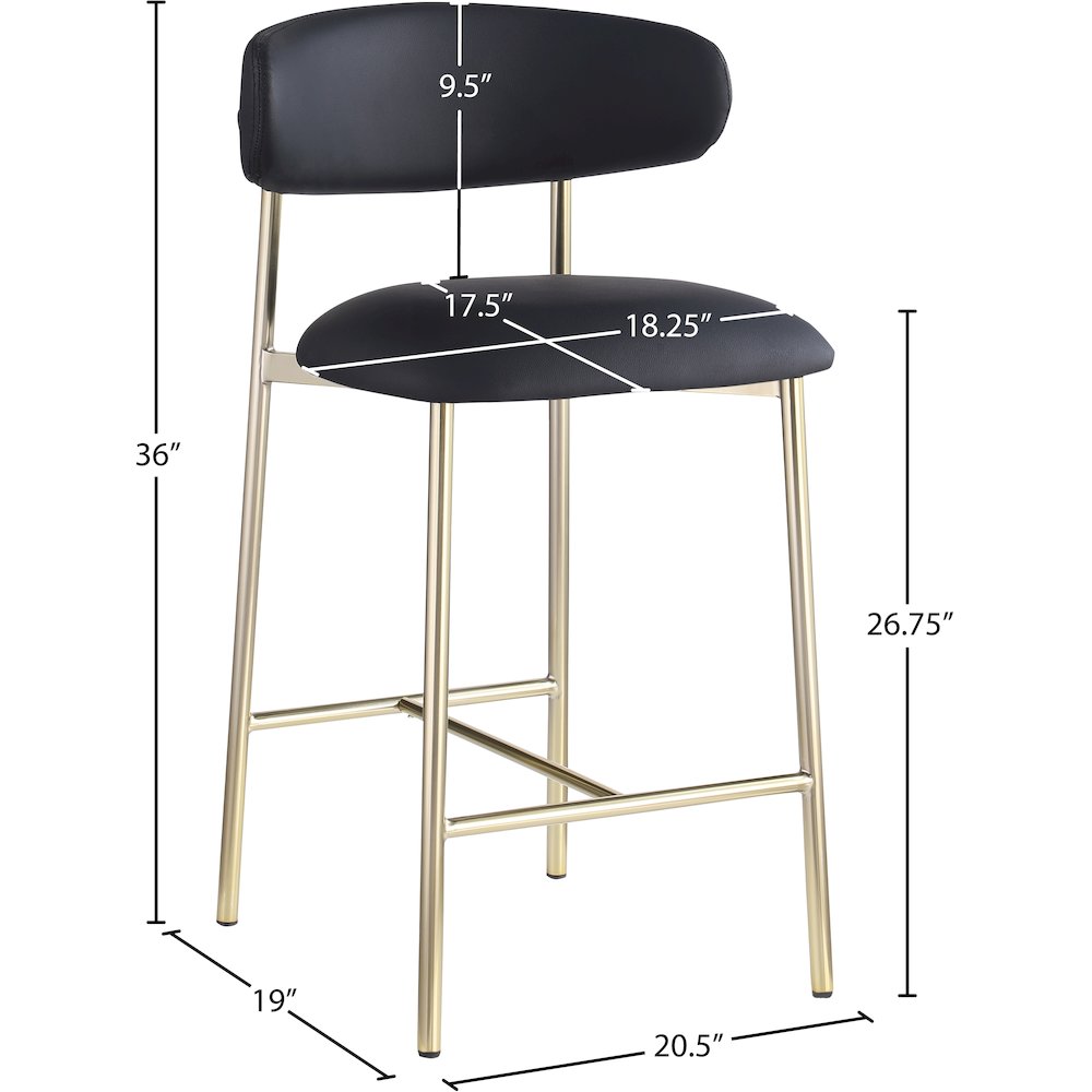 Lupita Black Vegan Leather Counter Stool, Set of 2