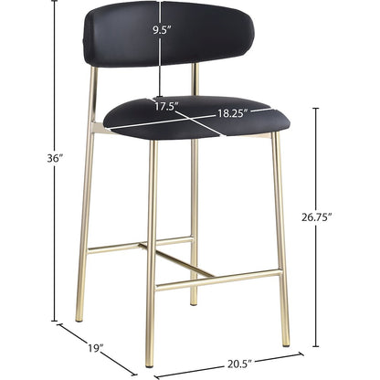 Lupita Black Vegan Leather Counter Stool, Set of 2