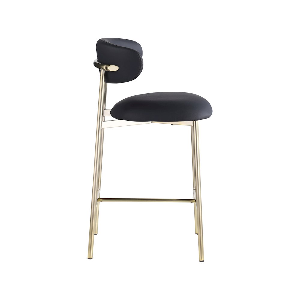 Lupita Black Vegan Leather Counter Stool, Set of 2