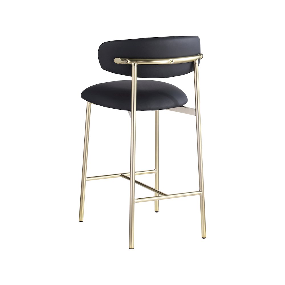 Lupita Black Vegan Leather Counter Stool, Set of 2