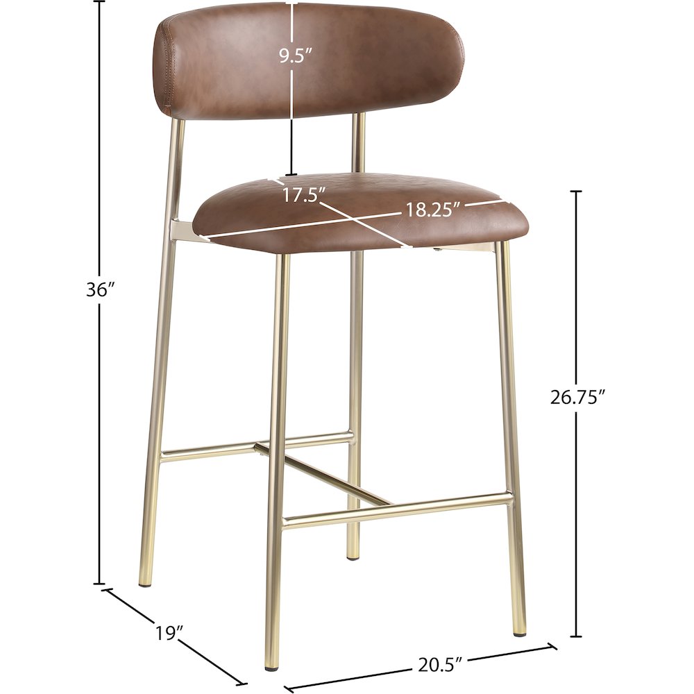Lupita Brown Vegan Leather Counter Stool, Set of 2