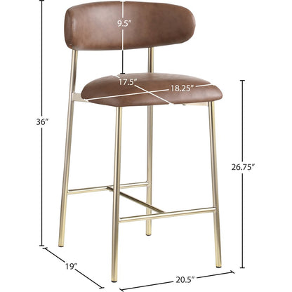 Lupita Brown Vegan Leather Counter Stool, Set of 2