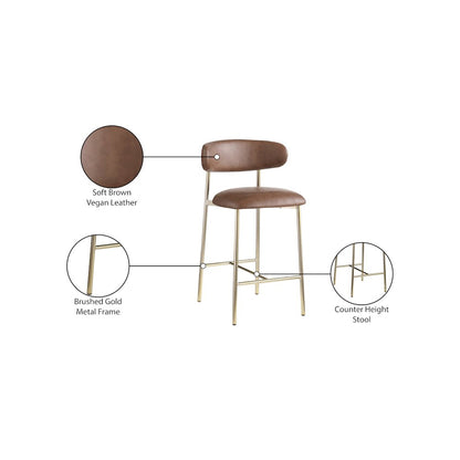 Lupita Brown Vegan Leather Counter Stool, Set of 2