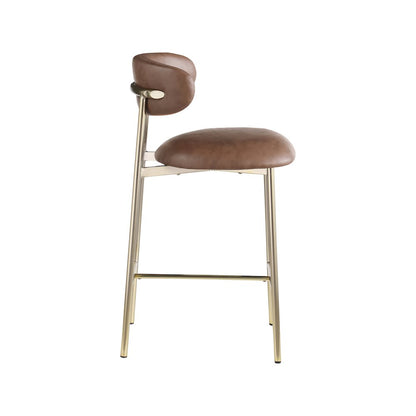 Lupita Brown Vegan Leather Counter Stool, Set of 2
