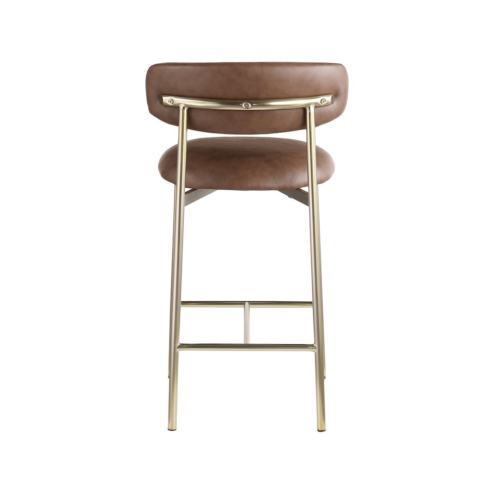 Lupita Brown Vegan Leather Counter Stool, Set of 2
