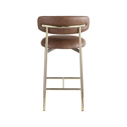 Lupita Brown Vegan Leather Counter Stool, Set of 2