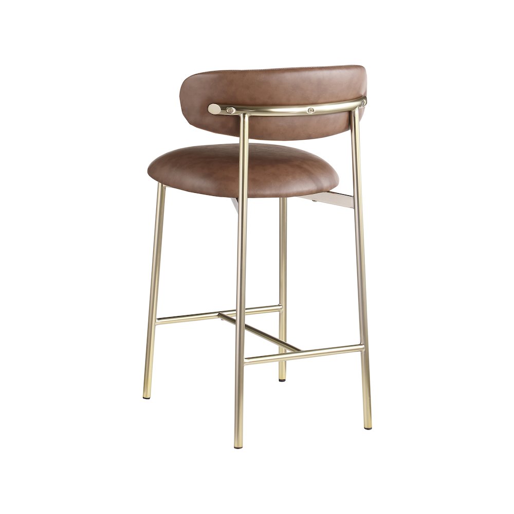 Lupita Brown Vegan Leather Counter Stool, Set of 2