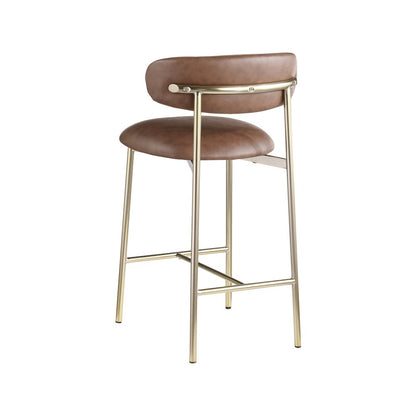 Lupita Brown Vegan Leather Counter Stool, Set of 2