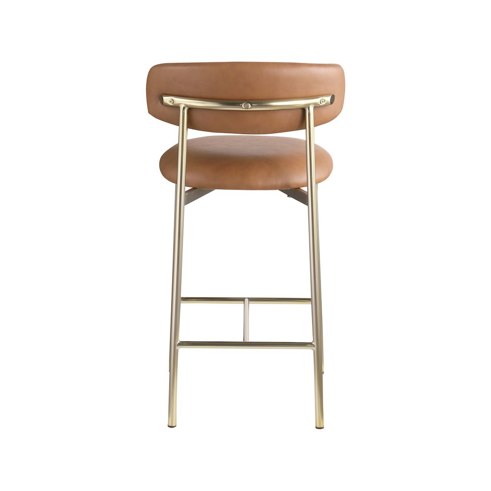Lupita Cognac Vegan Leather Counter Stool, Set of 2